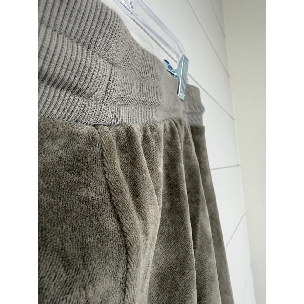 Pact Velour Wide Leg Pants Women L Olive Drawstring Loungewear Relaxed Fit - Picture 6 of 10